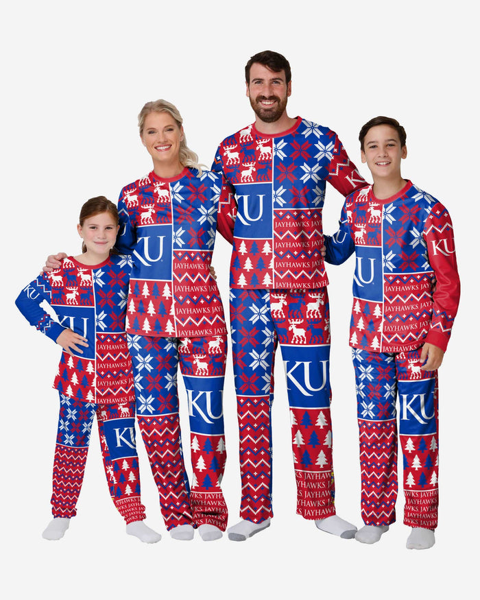 Kansas Jayhawks Womens Busy Block Family Holiday Pajamas FOCO - FOCO.com