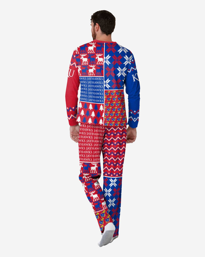 Kansas Jayhawks Mens Busy Block Family Holiday Pajamas FOCO - FOCO.com