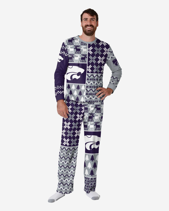 Kansas State Wildcats Mens Busy Block Family Holiday Pajamas FOCO S - FOCO.com