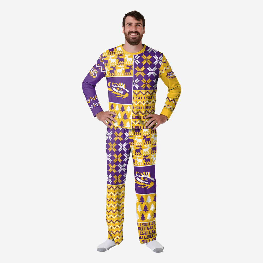 LSU Tigers Mens Busy Block Family Holiday Pajamas FOCO S - FOCO.com