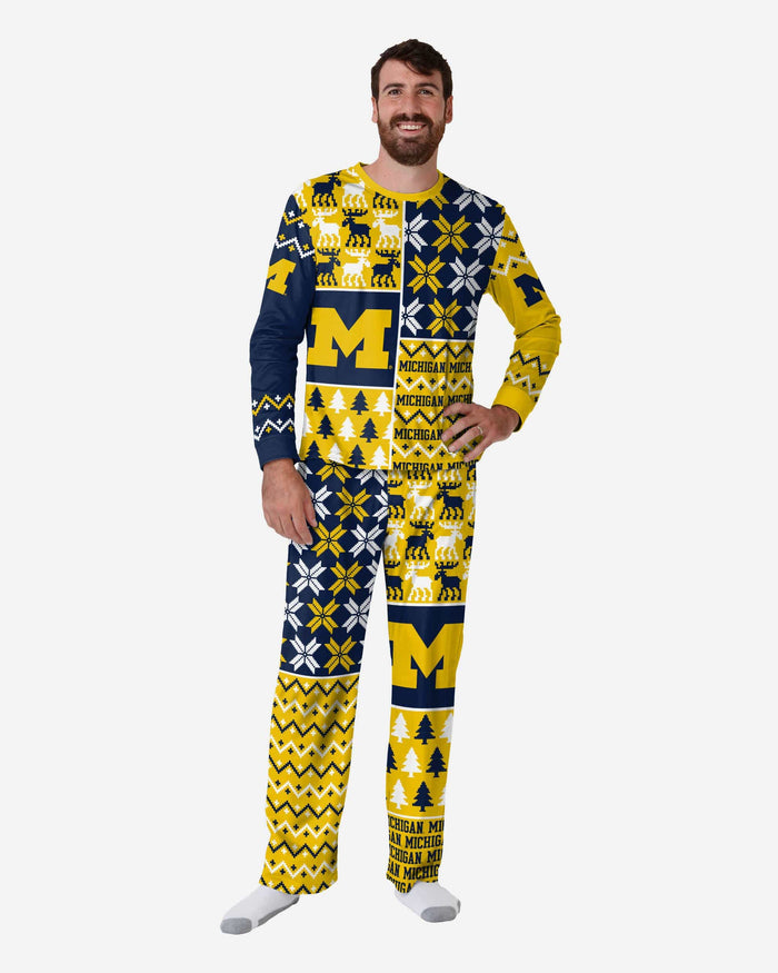 Michigan Wolverines Mens Busy Block Family Holiday Pajamas FOCO S - FOCO.com