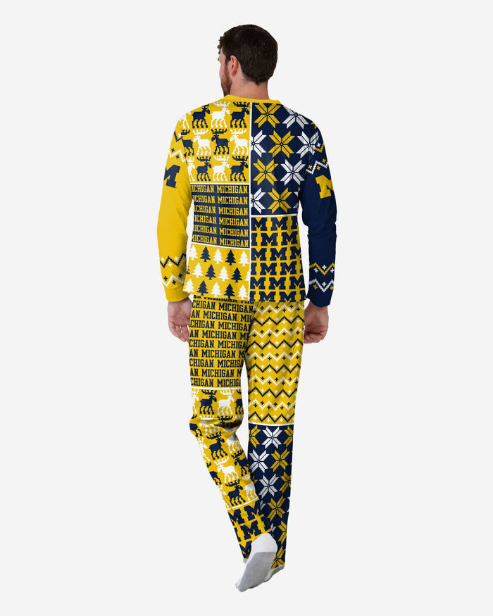 Michigan Wolverines Mens Busy Block Family Holiday Pajamas FOCO - FOCO.com