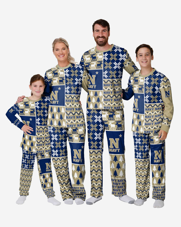 Navy Midshipmen Mens Busy Block Family Holiday Pajamas FOCO - FOCO.com