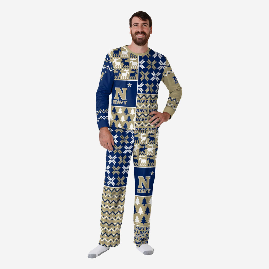 Navy Midshipmen Mens Busy Block Family Holiday Pajamas FOCO S - FOCO.com