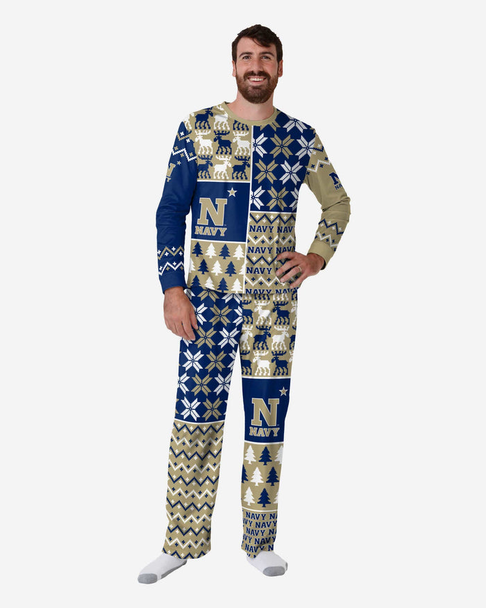 Navy Midshipmen Mens Busy Block Family Holiday Pajamas FOCO S - FOCO.com