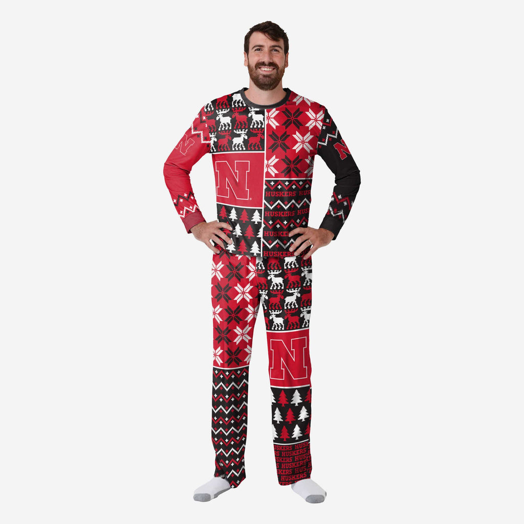 Nebraska Cornhuskers Mens Busy Block Family Holiday Pajamas FOCO S - FOCO.com