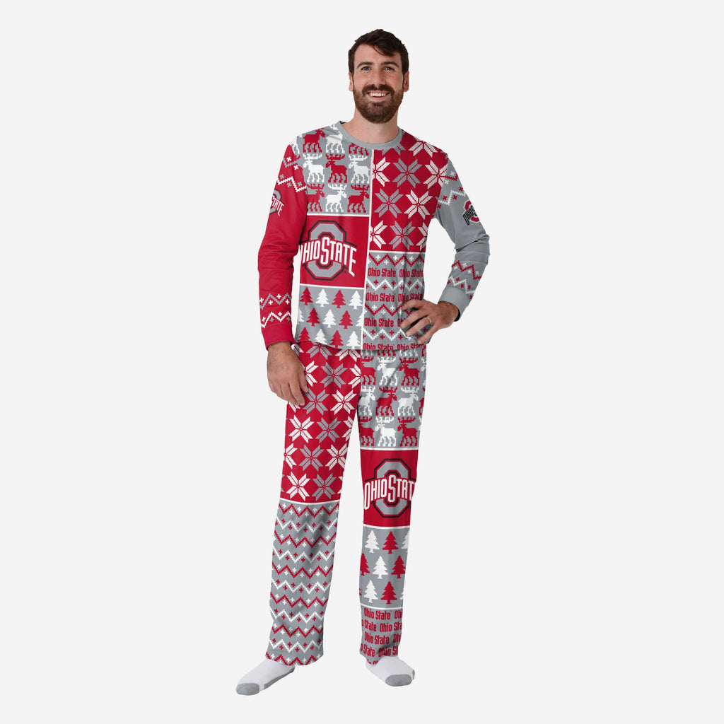 Ohio State Buckeyes Mens Busy Block Family Holiday Pajamas FOCO S - FOCO.com