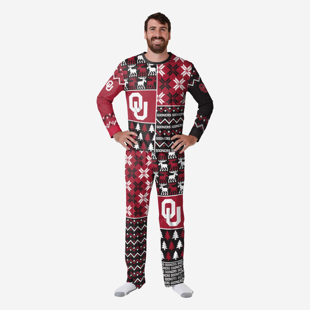 Oklahoma Sooners Mens Busy Block Family Holiday Pajamas FOCO S - FOCO.com