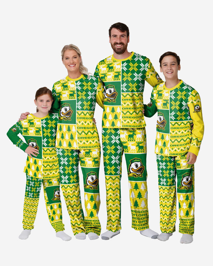 Oregon Ducks Youth Busy Block Family Holiday Pajamas FOCO - FOCO.com