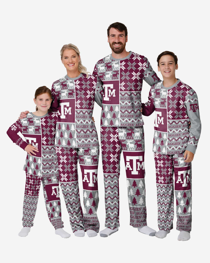 Texas A&M Aggies Youth Busy Block Family Holiday Pajamas FOCO - FOCO.com