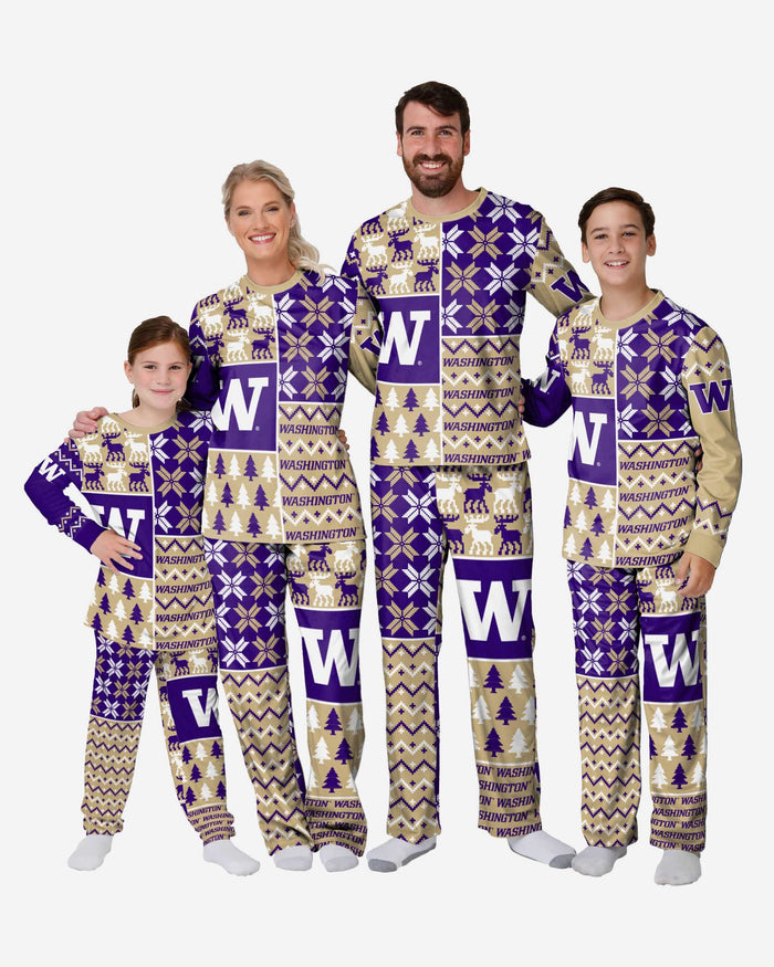 Washington Huskies Youth Busy Block Family Holiday Pajamas FOCO - FOCO.com