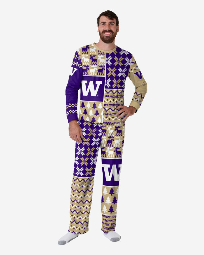 Washington Huskies Mens Busy Block Family Holiday Pajamas FOCO S - FOCO.com