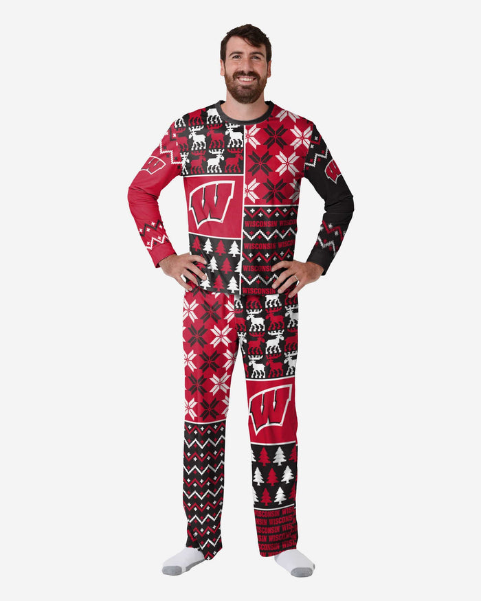 Wisconsin Badgers Mens Busy Block Family Holiday Pajamas FOCO S - FOCO.com