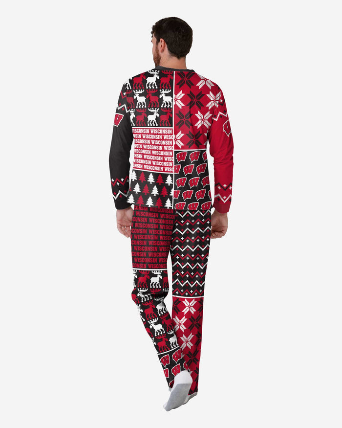 Wisconsin Badgers Mens Busy Block Family Holiday Pajamas FOCO - FOCO.com