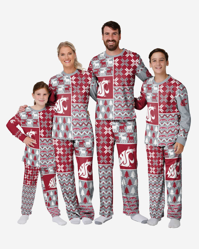 Washington State Cougars Youth Busy Block Family Holiday Pajamas FOCO - FOCO.com