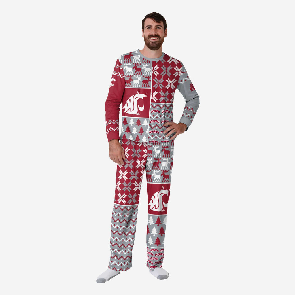 Washington State Cougars Mens Busy Block Family Holiday Pajamas FOCO S - FOCO.com