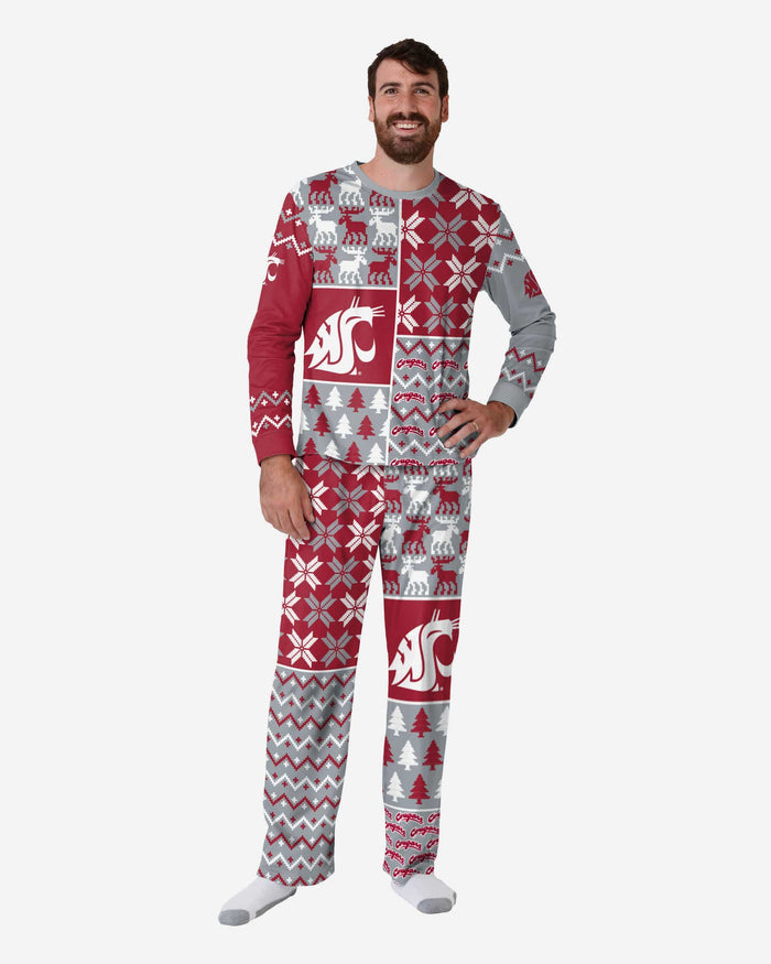 Washington State Cougars Mens Busy Block Family Holiday Pajamas FOCO S - FOCO.com