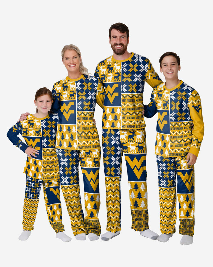 West Virginia Mountaineers Mens Busy Block Family Holiday Pajamas FOCO - FOCO.com