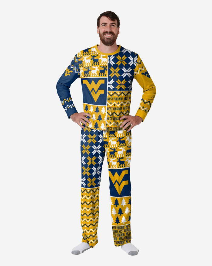 West Virginia Mountaineers Mens Busy Block Family Holiday Pajamas FOCO S - FOCO.com