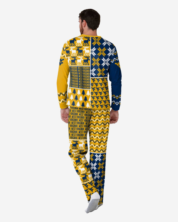 West Virginia Mountaineers Mens Busy Block Family Holiday Pajamas FOCO - FOCO.com