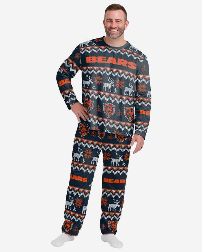 Chicago Bears Mens Ugly Pattern Family Holiday Pajamas FOCO S - FOCO.com