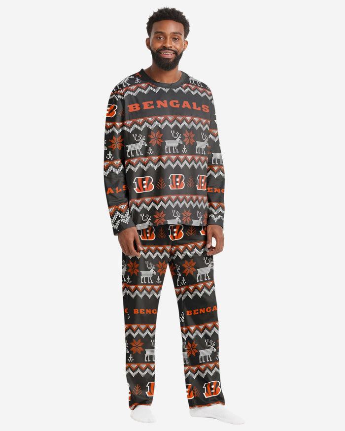 Cincinnati Bengals Mens Ugly Pattern Family Holiday Pajamas FOCO S - FOCO.com