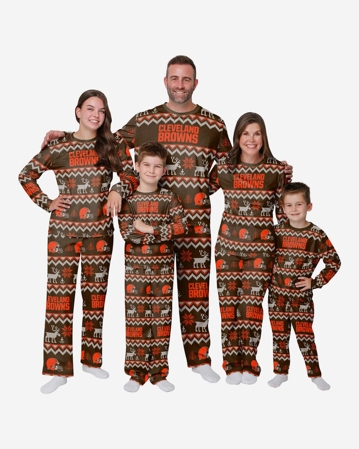 Cleveland Browns Mens Ugly Pattern Family Holiday Pajamas FOCO - FOCO.com