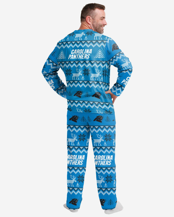 Carolina Panthers Mens Ugly Pattern Family Holiday Pajamas FOCO - FOCO.com