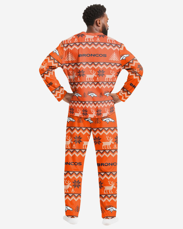 Denver Broncos Mens Ugly Pattern Family Holiday Pajamas FOCO - FOCO.com