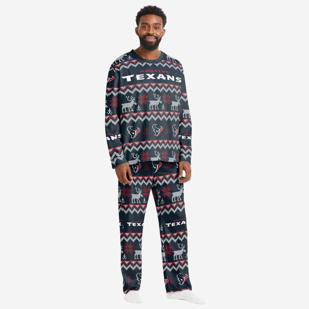 Houston Texans Mens Ugly Pattern Family Holiday Pajamas FOCO S - FOCO.com