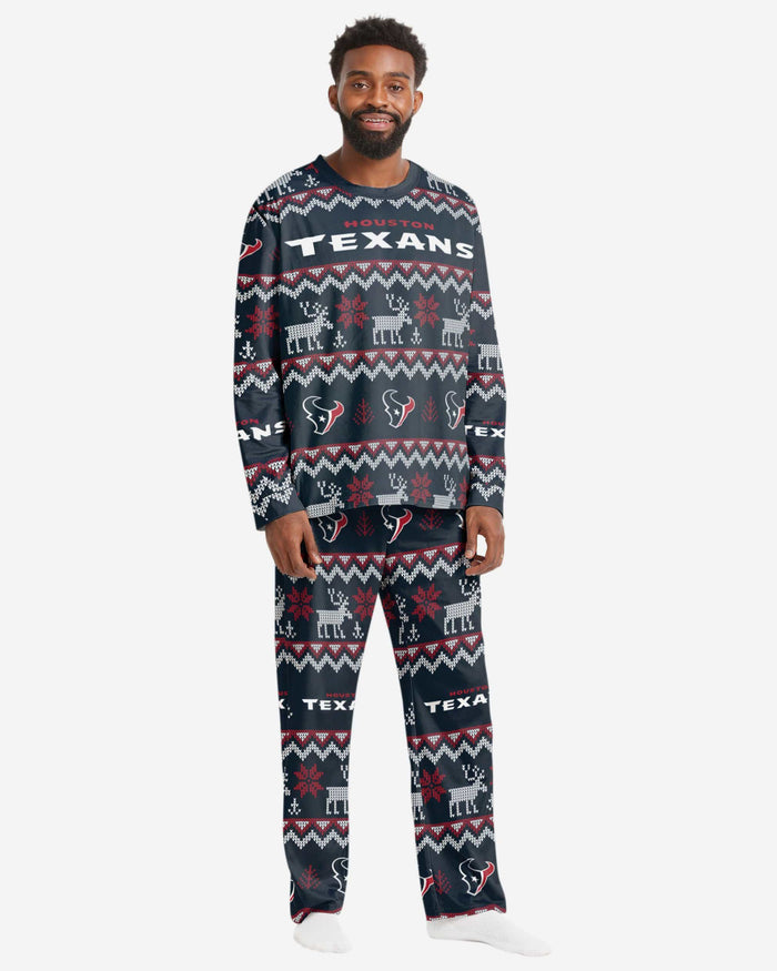 Houston Texans Mens Ugly Pattern Family Holiday Pajamas FOCO S - FOCO.com