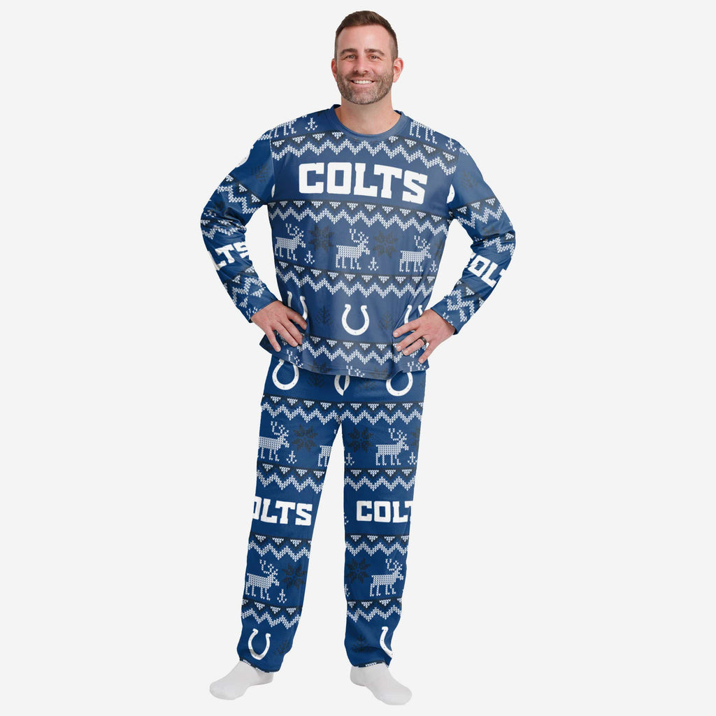 Indianapolis Colts Mens Ugly Pattern Family Holiday Pajamas FOCO S - FOCO.com