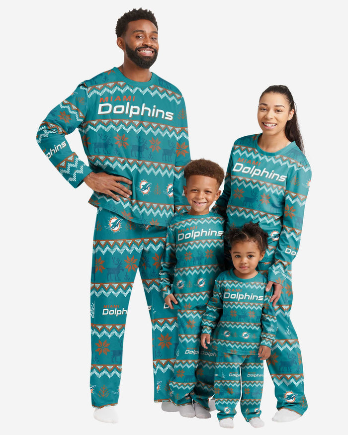 Miami Dolphins Mens Ugly Pattern Family Holiday Pajamas FOCO - FOCO.com