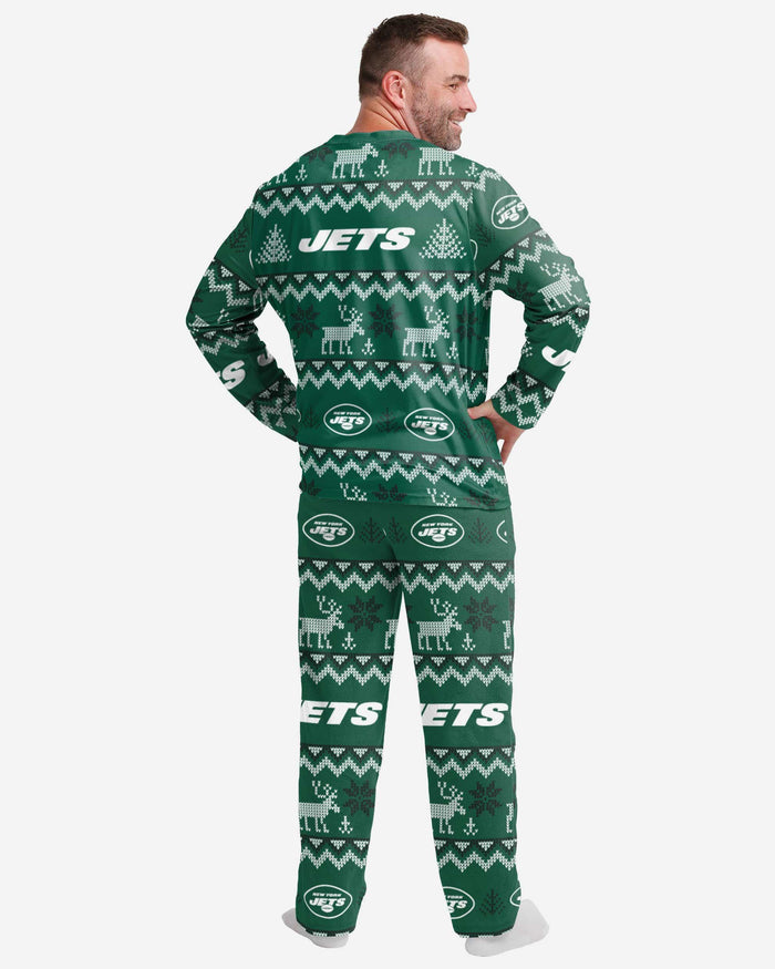 New York Jets Mens Ugly Pattern Family Holiday Pajamas FOCO - FOCO.com