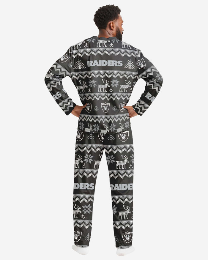 Las Vegas Raiders Mens Ugly Pattern Family Holiday Pajamas FOCO - FOCO.com