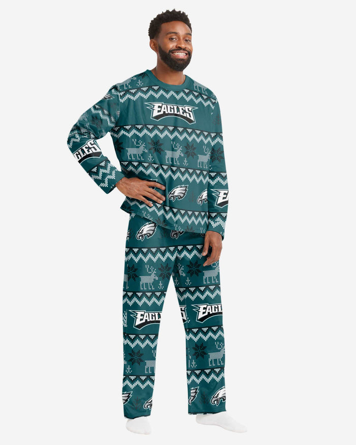 Philadelphia Eagles Mens Ugly Pattern Family Holiday Pajamas FOCO S - FOCO.com