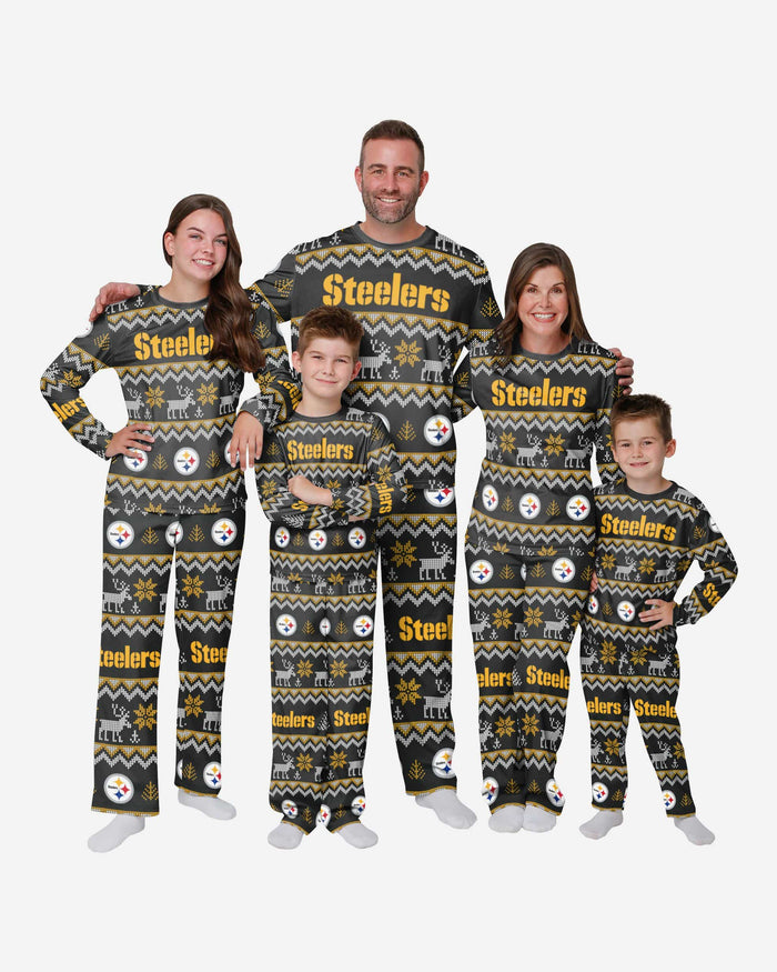 Pittsburgh Steelers Mens Ugly Pattern Family Holiday Pajamas FOCO - FOCO.com