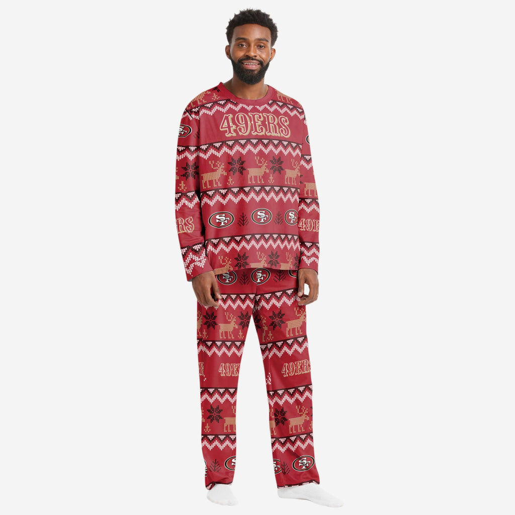 San Francisco 49ers Mens Ugly Pattern Family Holiday Pajamas FOCO S - FOCO.com