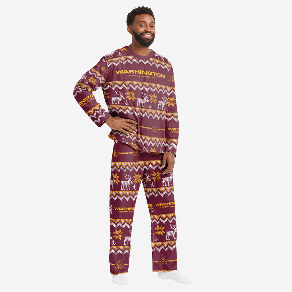 Washington Commanders Mens Ugly Pattern Family Holiday Pajamas FOCO S - FOCO.com