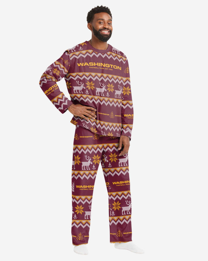 Washington Commanders Mens Ugly Pattern Family Holiday Pajamas FOCO S - FOCO.com