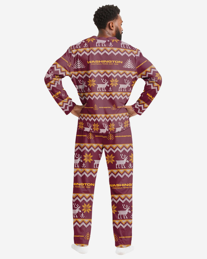 Washington Commanders Mens Ugly Pattern Family Holiday Pajamas FOCO - FOCO.com