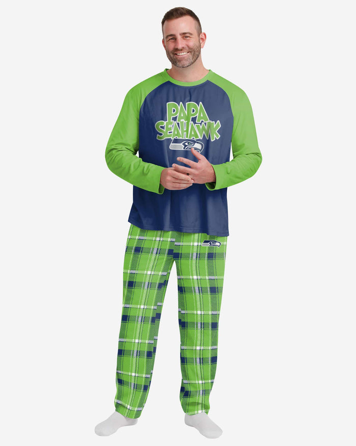 Seattle Seahawks Mens Plaid Family Holiday Pajamas FOCO S - FOCO.com