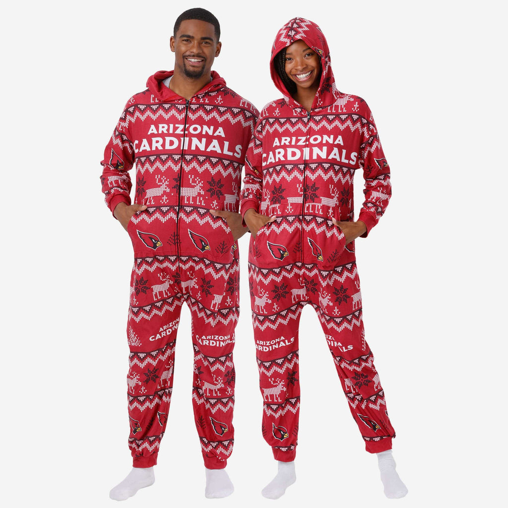 Arizona Cardinals Ugly Pattern One Piece Pajamas FOCO S - FOCO.com