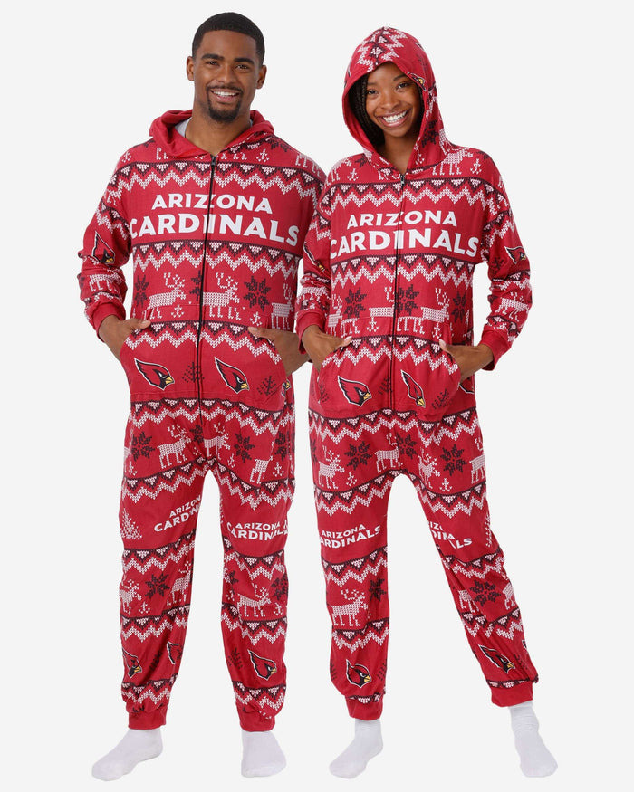 Arizona Cardinals Ugly Pattern One Piece Pajamas FOCO S - FOCO.com