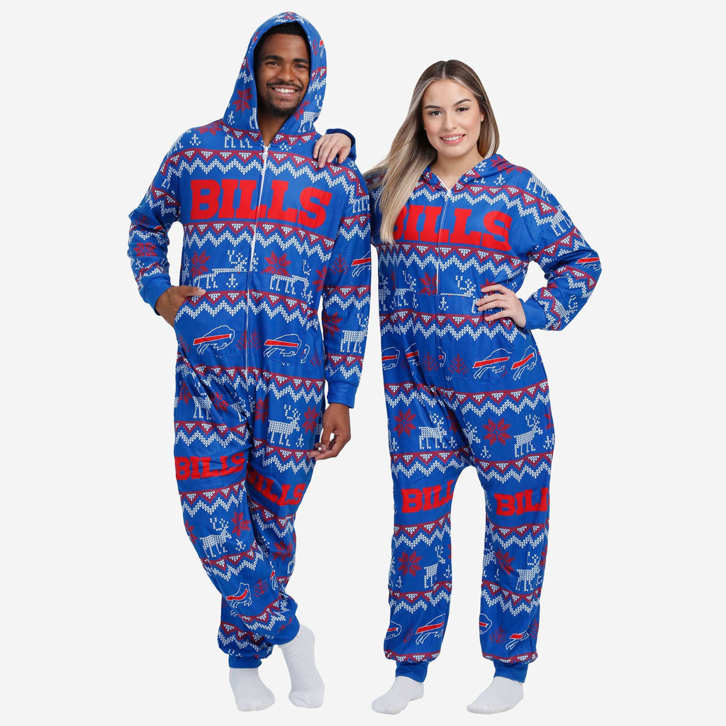 Buffalo Bills Ugly Pattern One Piece Pajamas FOCO - FOCO.com