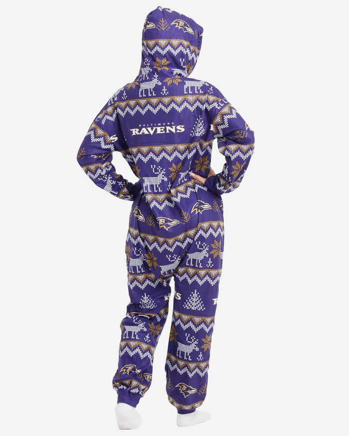 Baltimore Ravens Ugly Pattern One Piece Pajamas FOCO - FOCO.com