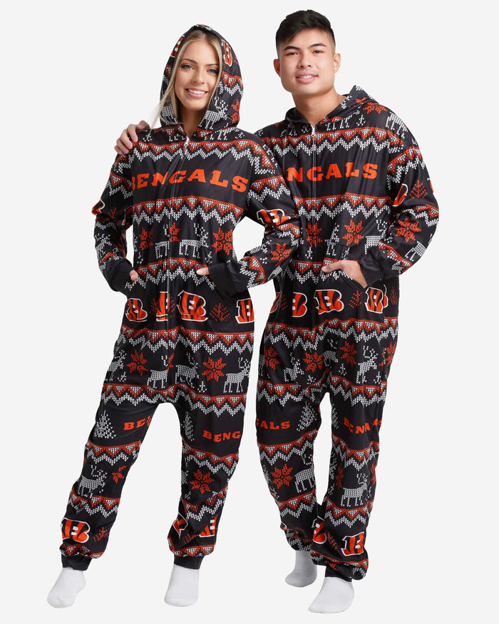 Cincinnati Bengals Ugly Pattern One Piece Pajamas FOCO - FOCO.com