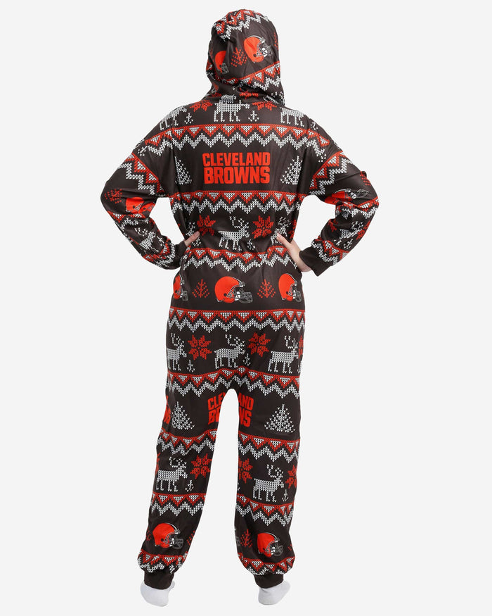 Cleveland Browns Ugly Pattern One Piece Pajamas FOCO - FOCO.com