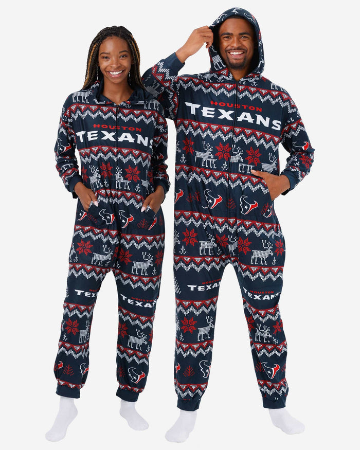 Houston Texans Ugly Pattern One Piece Pajamas FOCO S - FOCO.com