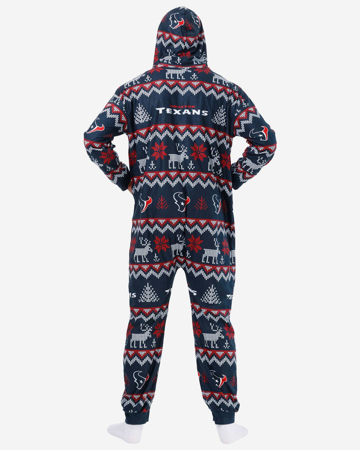 Houston Texans Ugly Pattern One Piece Pajamas FOCO - FOCO.com